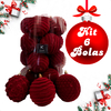 Bolas de Natal Camurça Grande 10cm Conjunto 6Un Decorada 3D