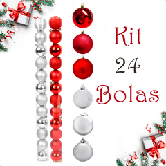 Bola de Natal 24 Unidades Glitter 5cm Bolinhas Decoração - KLIZZ