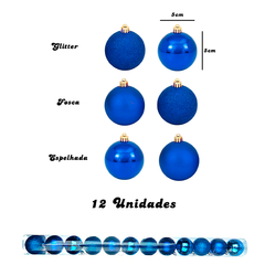 Bola de Natal 48 Unidades Glitter 5cm Bolinhas Decoração