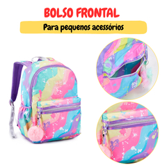 Mochila Escolar Bolsa Juvenil Feminina Colorida Tie Dye Love - loja online