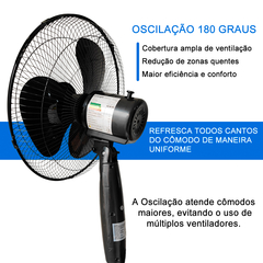 Ventilador Coluna 40cm Turbo 3 Pás Altura Ajustável 127V