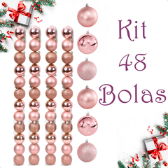 Bola de Natal 48 Unidades Glitter 5cm Bolinhas Decoração