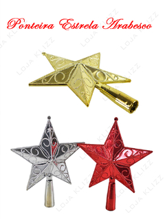 Estrela Ponteira Para Arvore de Natal Glitter 15cm Linda