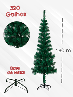 Arvore de Natal Slim Fina 180cm Pinheiro Verde 320 Galhos na internet