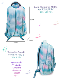 Mochila Bolsa Feminina Antifurto Tie Dye Espaçosa Grande - comprar online