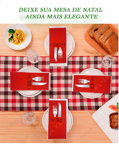 Porta Talher Vermelho 6 Peças Decoração Mesa de Natal Luxo na internet