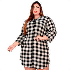 Vestido Chamise Plus Size Feminino Camisão Xadrez Botões