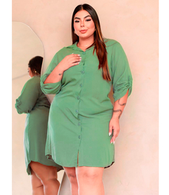 Vestido Chamise Plus Size Feminino Camisão Soltinho Botões - KLIZZ