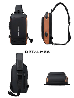 Mochila Bolsa Crossbody USB Antifurto Com Senha Impermeável na internet