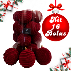 Bolas de Natal Camurça Grande 10cm Conjunto 16Un Decorada 3D