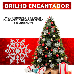 Imagem do Kit 12 Enfeites Pendente De Natal Floco De Neve Glitter 10cm