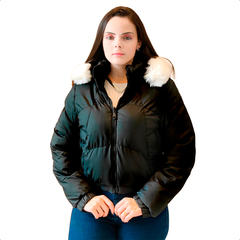 Jaqueta Feminina Dupla Face Puffer Couro PU Casaco Blusa de Frio