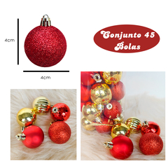 Bolas de Natal Conjunto Kit 45 Un Decorada Mista 4cm Glitter na internet