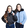 Jaqueta Feminina Dupla Face Capuz Felpudo Casaco Inverno Slim