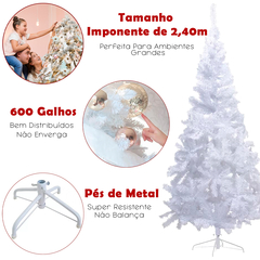 Arvore de Natal Branca 2,40M Pinheiro Grande Decoração Luxo - comprar online