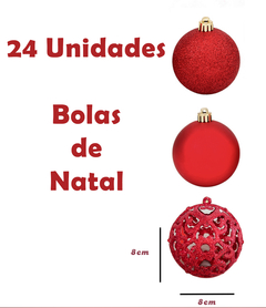 Bola de Natal 6 Unidades Grande 8cm Mista Glitter Luxo - KLIZZ