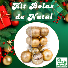 Bola de Natal Conjunto Kit 12Un Mista Decorada 6cm Glitter - loja online