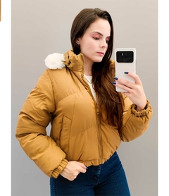 Imagem do Jaqueta Feminina Dupla Face Puffer Couro PU Casaco Blusa de Frio