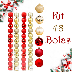 Bola de Natal 48 Unidades Glitter 5cm Bolinhas Decoração - KLIZZ