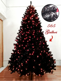 Arvore de Natal Preta 1,50m Halloween Dark 565 Galhos Luxo