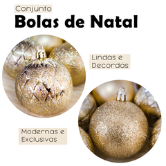 Bola de Natal Conjunto Kit 12Un Mista Decorada 6cm Glitter - comprar online