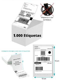 1000 Etiquetas Térmica Adesiva 10x15 Sem Rolo Formato Resma - comprar online