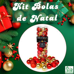 Bolas de Natal Conjunto Kit 45 Un Decorada Mista 4cm Glitter - loja online