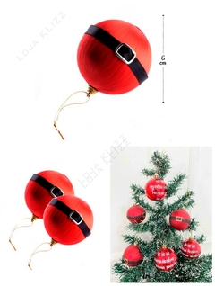 Imagem do Bola de Natal Cinto Papai Noel Vermelho 6cm Decoração 2 Un