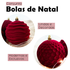 Bolas de Natal Camurça Grande 10cm Conjunto 6Un Decorada 3D - comprar online