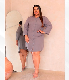 Vestido Chamise Plus Size Feminino Camisão Soltinho Botões - comprar online