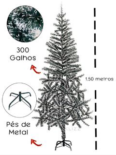 Arvore de Natal Nevada 1,50m 300 Galhos Cheia Pinheiro Neve - comprar online