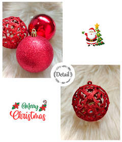 Bola de Natal 6 Unidades Grande 8cm Mista Glitter Luxo na internet