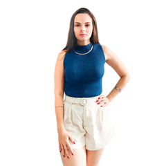 Blusa Regata Feminina Tubinho de Gola Alta Trico Garrafinha - comprar online