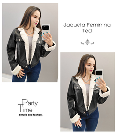 Jaqueta Feminina Couro Casaco Pelúcia Teddy Blusa Courino na internet