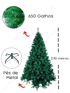 Arvore de Natal 2,10 metros 650 Galhos Cheia Pinheiro Luxo - comprar online