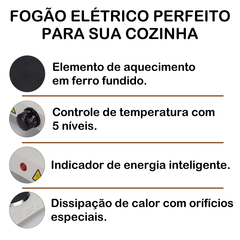 Fogão Elétrico Portátil 1 Boca 1000W Para Mesa Camping 127V - comprar online