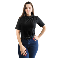 Blusa T-Shirt Feminina Gola Alta Camiseta Básica Casual Moda