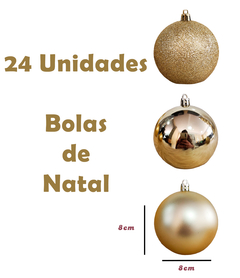 Bola de Natal 6 Unidades Grande 8cm Mista Glitter Luxo