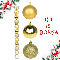 Bola de Natal 12 Unidades Glitter 5cm Bolinhas Decoração - comprar online