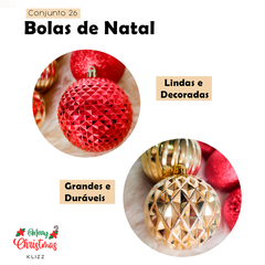 Bola de Natal 27 Un Grande 8cm Mista Glitter Decorada Luxo - comprar online