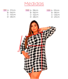 Vestido Chamise Plus Size Feminino Camisão Xadrez Botões - KLIZZ