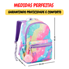 Mochila Escolar Bolsa Juvenil Feminina Colorida Tie Dye Love - comprar online