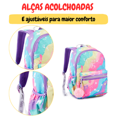 Mochila Escolar Bolsa Juvenil Feminina Colorida Tie Dye Love - KLIZZ