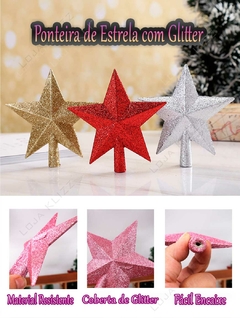 Estrela Ponteira Para Arvore de Natal Glitter 20cm Linda na internet