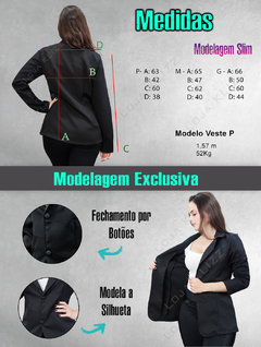 Blazer Feminino Casaco Max Social Alongado Slim Acinturado - loja online