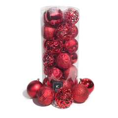 Bola de Natal 24 Un Vermelha Grande 8cm Mista Glitter Luxo na internet