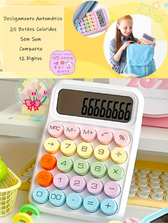 Calculadora de Mesa Simples Kawaii Candy Colorida 12 Dígitos - KLIZZ