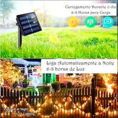 Imagem do Pisca Pisca Cordão 100 Leds 10M Recarregável Energia Solar 8 Funções