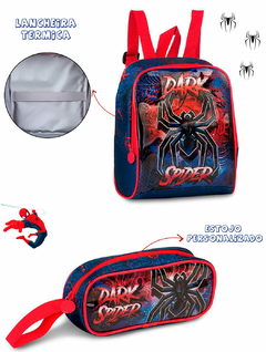Kit Mochila de Rodinhas Infantil Escolar Dark Spider Aranha - KLIZZ