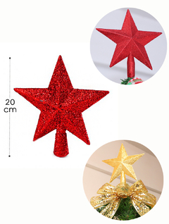 Estrela Ponteira Para Arvore de Natal Glitter 20cm Linda - comprar online